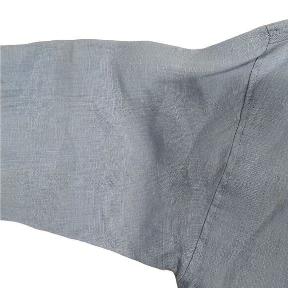 Zara Women's Size Large Linen Blue Button Down Long Sleeves Shirt Blouse - Picture 6 of 16
